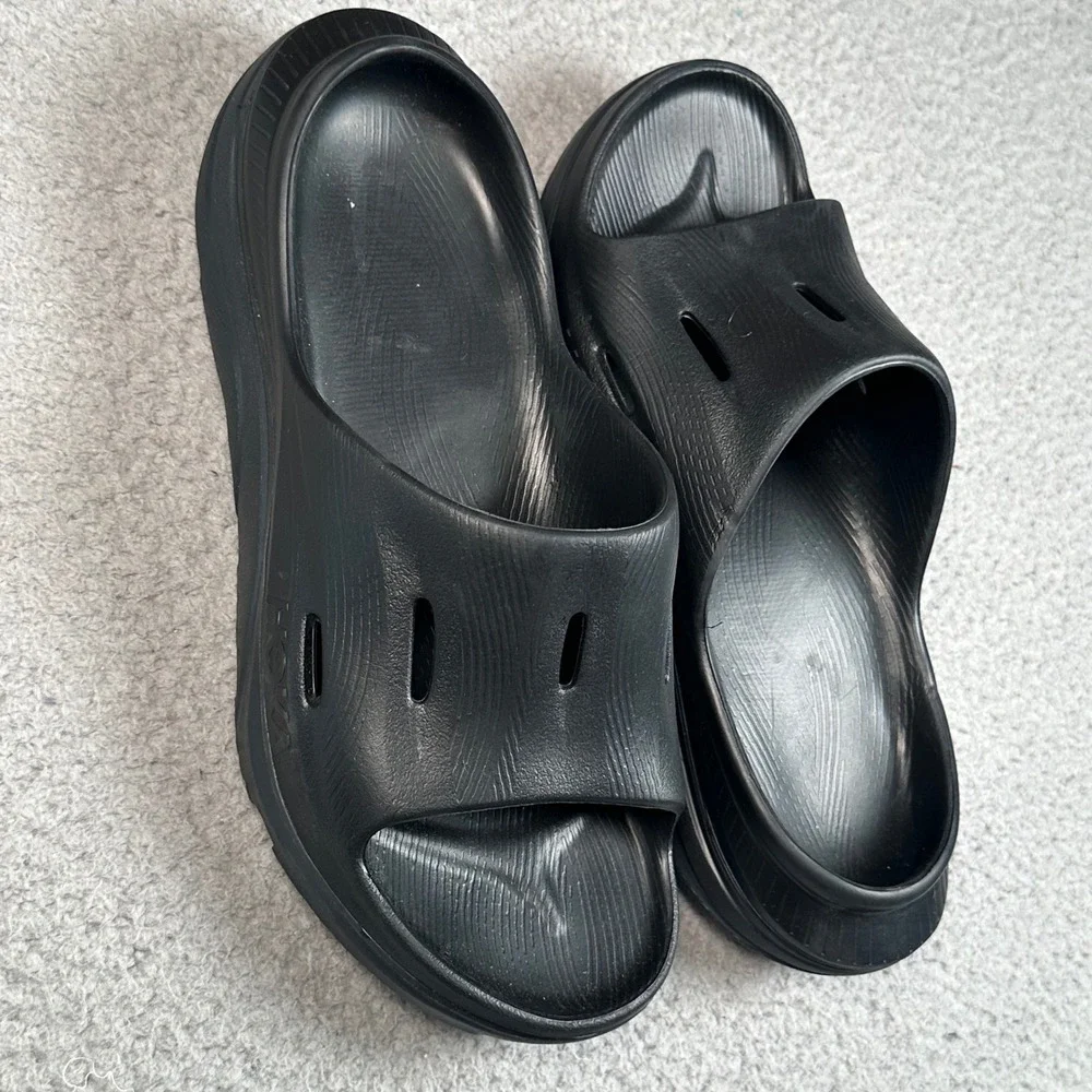 Hoka Ora Recovery Slide 3 Sandals Mens 8 Womens 10 Black Comfort Athletic Travel